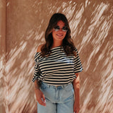 DALILA DARK BLUE/ECRU STRIPED T-SHIRT