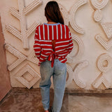 SOMAYA RED STRIPED T-SHIRT