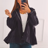 IRINA DARK BLUE LACE ZIP JACKET