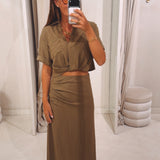 ISOLDE KHAKI LINEN TWO-PIECE SET