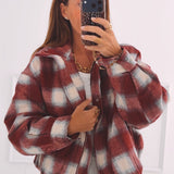 ALEXIS RED CHECKERED ZIP JACKET