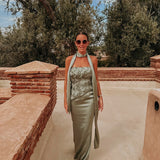 HAYATI SAGE BUSTIER DRESS WITH SCARF