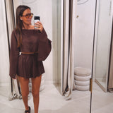HOLBOX BROWN LINEN TWO-PIECE SET