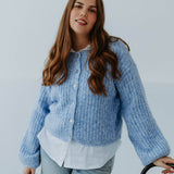DIANA BLUE RIBBED CARDIGAN