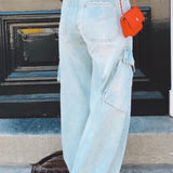 BLUE CARGO BALLOON JEANS W3962