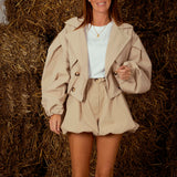 ELEANOR BEIGE CROPPED TRENCHCOAT
