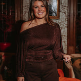 TINSEL TWINKLE BROWN RHINESTONE BLOUSE