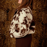 PAVINE BROWN COW PRINT ZIP JACKET