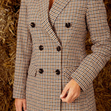 MARLA BEIGE/BLUE CHECKERED BLAZER
