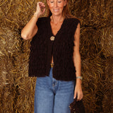 RAINELLE BROWN SLEEVELESS CARDIGAN