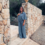SOLEDAD BLUE DENIM STRIPED TWO-PIECE SET