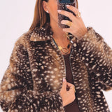 BAMBI BROWN FAUX FUR JACKET
