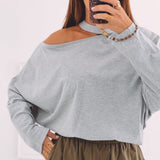 SAAR GREY CUT-OUT SWEATER