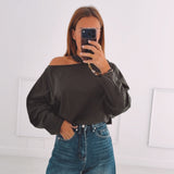SAAR KHAKI CUT-OUT SWEATER
