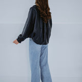 CLARISSE DARK BLUE LEATHER JACKET