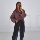 ELEA BURGUNDY CHECKERED BLOUSE