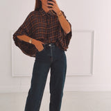 NORAH GREY/BROWN CHECKERED BLOUSE