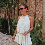 RAFAELA MINT GREEN HALTER DRESS