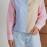 FEMKE PASTEL STRIPED OPEN BACK BLOUSE