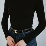 SUSANNA BLACK LONGSLEEVE TURTLENECK SHIRT