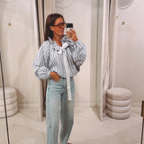 NATASHA BLUE STRIPED BLOUSE