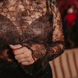 FA LA LA LACE BROWN BLOUSE