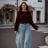 MACKENZIE BORDEAUX KNIT SWEATER