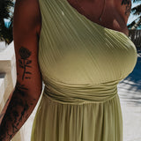 NABILA ALLURE MINT GREEN ONE SHOULDER DRESS