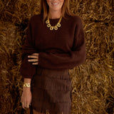 YSOLDE BROWN FRINGE SKIRT