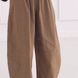 FLORENCE BROWN CHECKERED BALLOON PANTS
