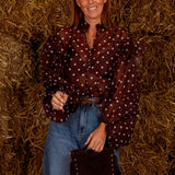 HAYSIE BROWN POLKADOTS BLOUSE