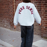 PURE SENSE GREY SWEATER - BORDEAUX LETTERS