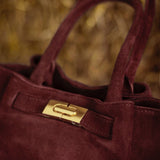 CLARABELLE BURGUNDY SUEDE BAG