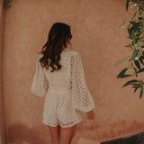 RAFIQ ECRU CROCHET BLOUSE