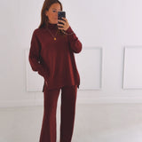 WYNDI BORDEAUX COMFY TWO-PIECE SET