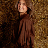 PRUDENCE BROWN BUTTON BLOUSE