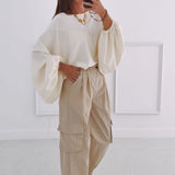 KAYLA BEIGE CARGO BALLOON PANTS