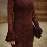 BRYNLEE BROWN MAXI LACE DRESS