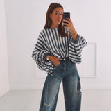 CHESTINA GREY STRIPED PULLOVER