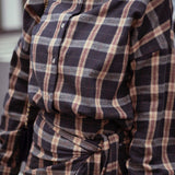 HAZY HUG DARK BLUE CHECKERED BLOUSE