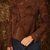 DEMI BROWN LACE BLOUSE