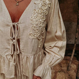 BRONZAL BEIGE LINEN TWO-PIECE SET