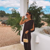 MARISOL BROWN ONE SHOULDER JUMPSUIT