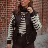 ABERDEEN BROWN STRIPED ROLLNECK SWEATER