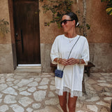 DALIASA WHITE T-SHIRT DRESS WITH TOUCH OF LACE