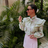 ELIANA MINT GREEN FLOWER BLOUSE