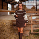 POSEY BROWN STRIPED SWEATER