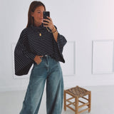 ANYA DARK BLUE STRIPED SWEATER