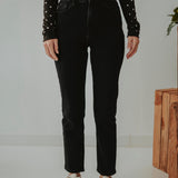 BLACK MOM JEANS LONG 2803