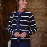 TAWNY DARK BLUE STRIPED CARDIGAN
